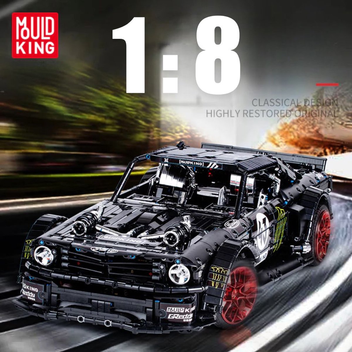 Mould King 13108 Mustang Hoonicorn mega bouwset | City fast racing champions adventure | Creator classic motor bouwpakket | Technische speelgoed ideas voor volwassenen & kinderen | DIY furious speed auto - geschikt voor lego | Bouwdoos met 3201 bloks — afbeelding 12