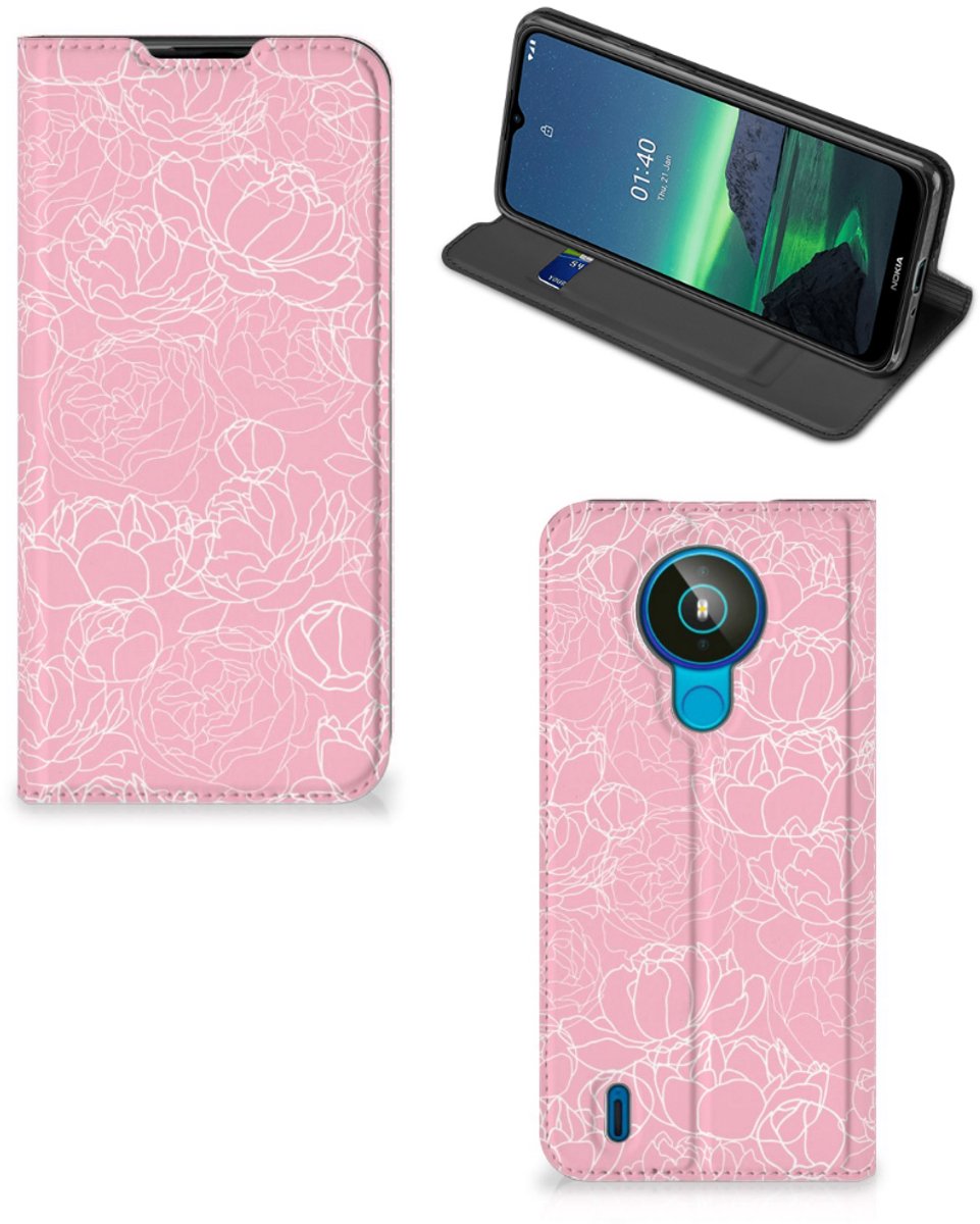 Nokia 1.4 Smart Cover White Flowers