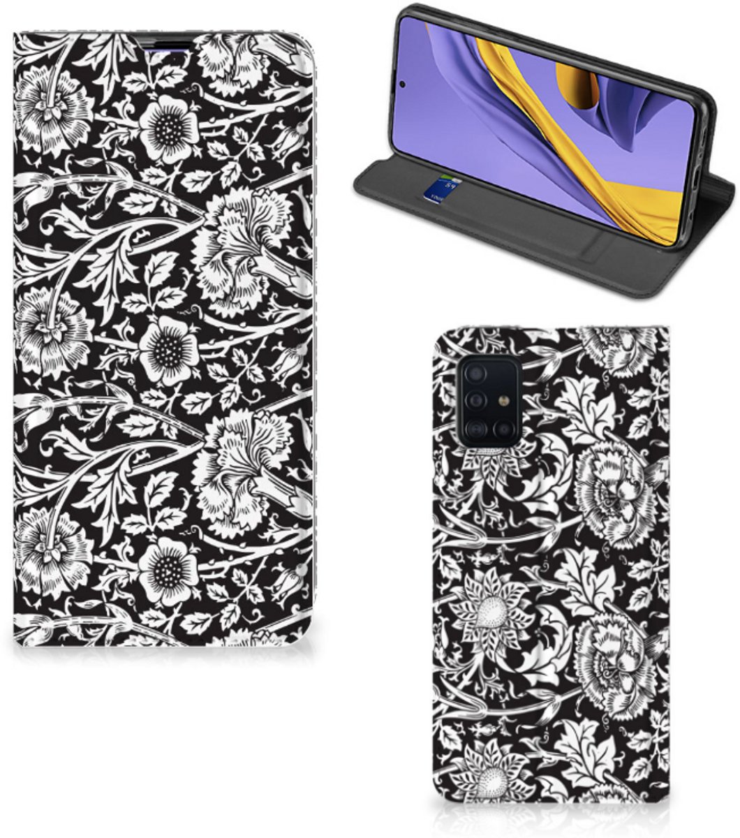 Samsung Galaxy A51 Smart Cover Black Flowers
