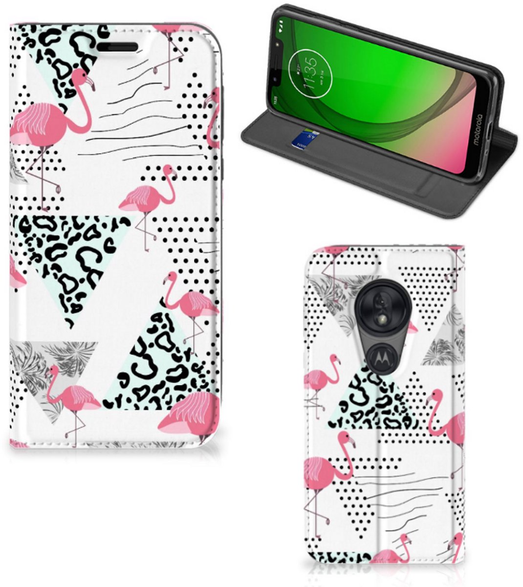 Motorola Moto G7 Play Hoesje maken Flamingo Triangle