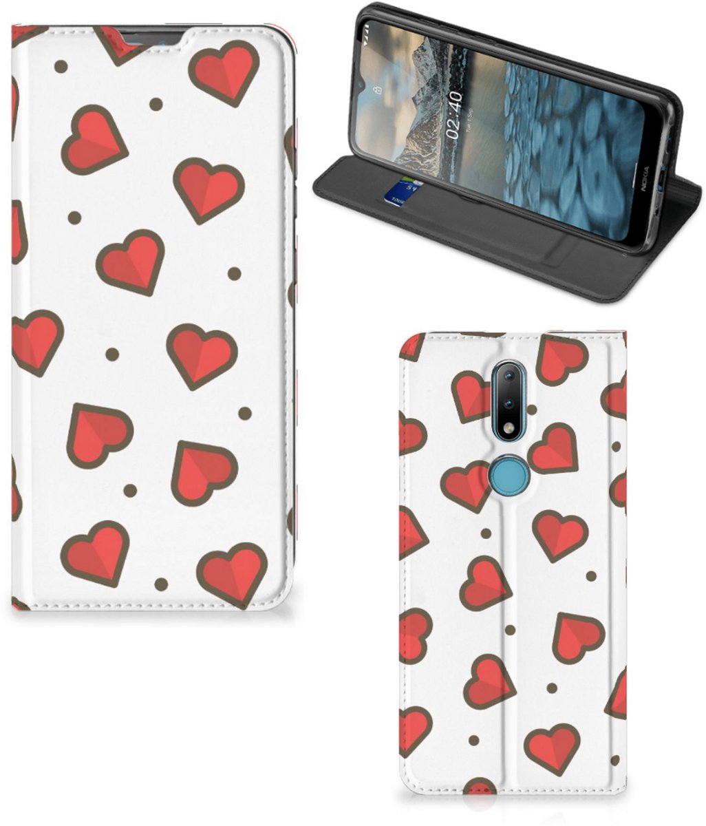 Nokia 2.4 Hoesje met Magneet Hearts