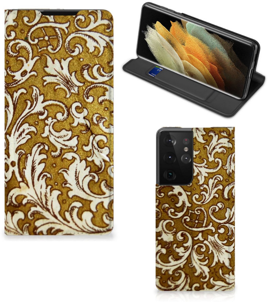 Telefoon Hoesje Samsung Galaxy S21 Ultra Barok Goud
