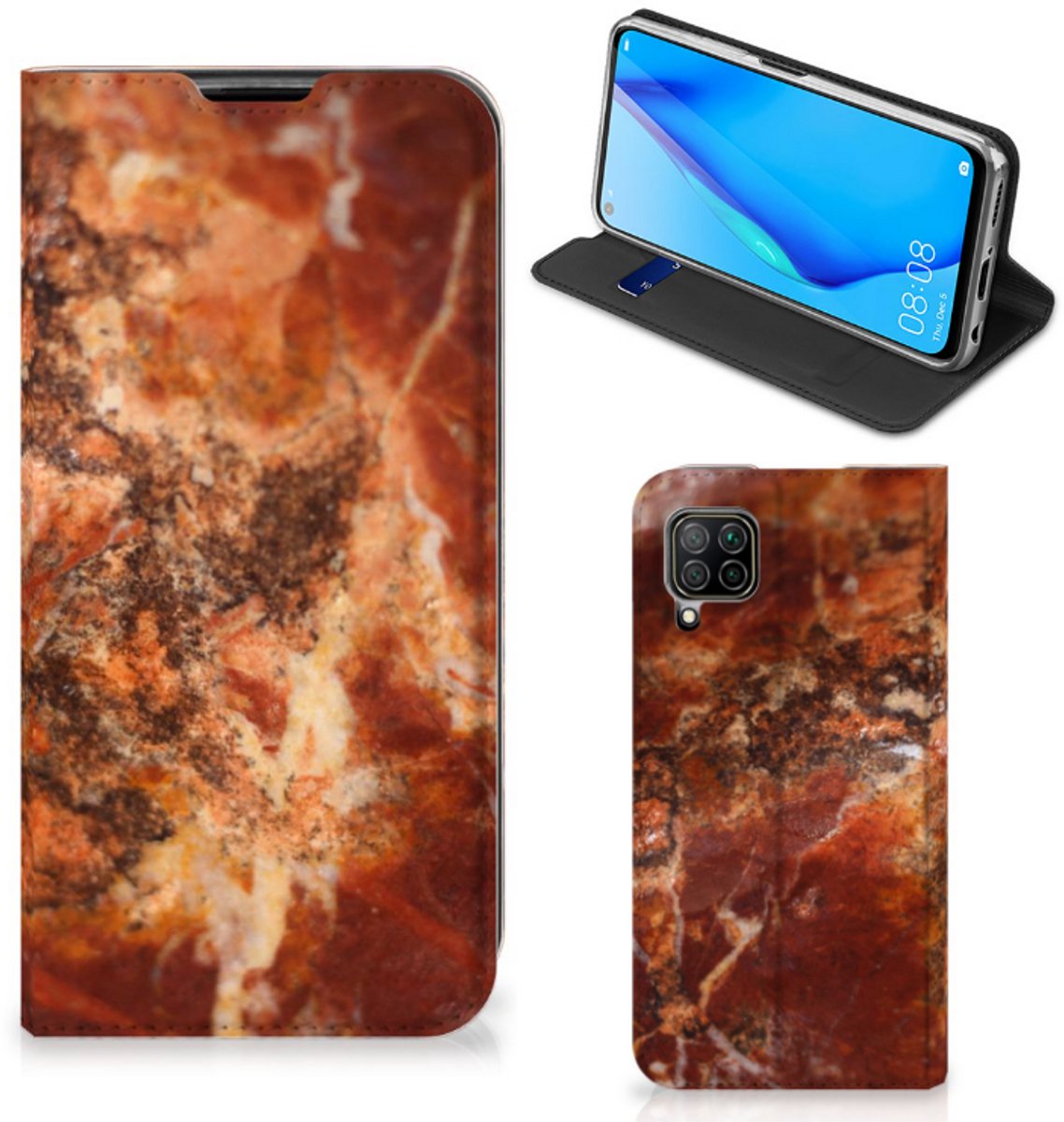 Huawei P40 Lite Standcase Marmer Bruin