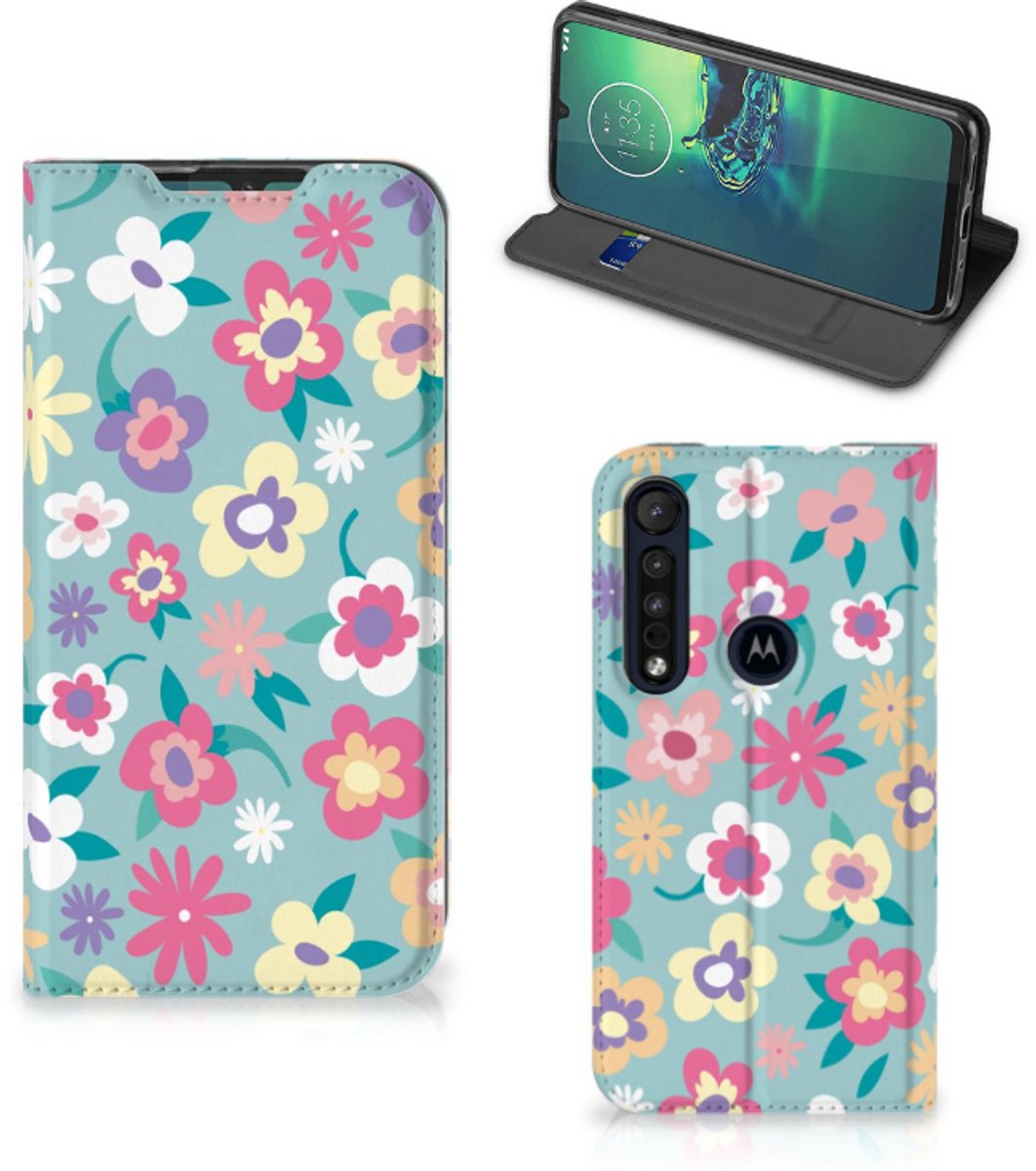 Book Case voor Motorola G8 Plus Smart Cover Flower Power