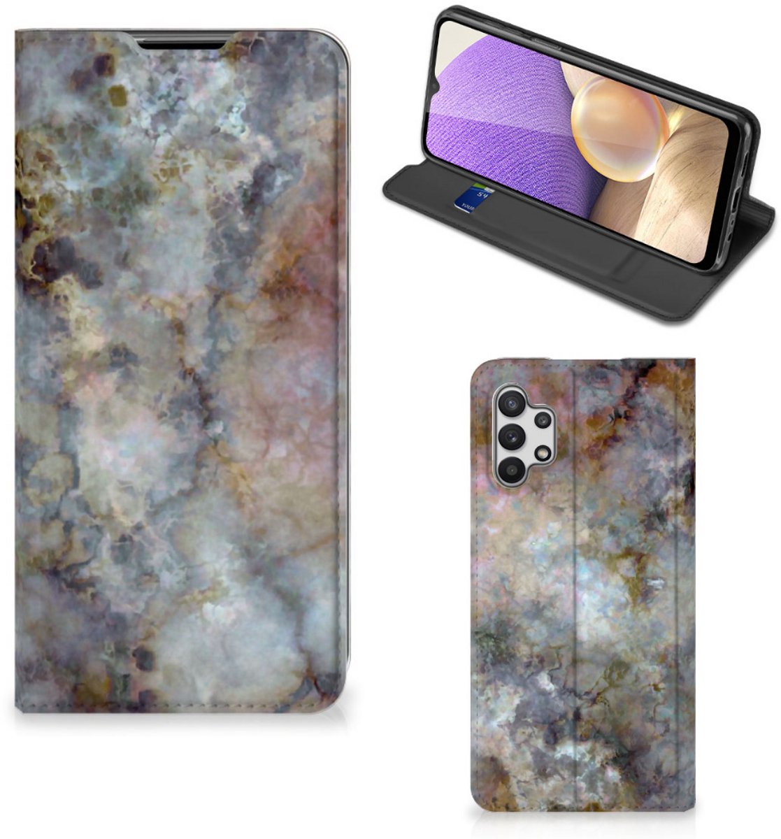 Samsung Galaxy A32 5G Standcase Marmer Grijs