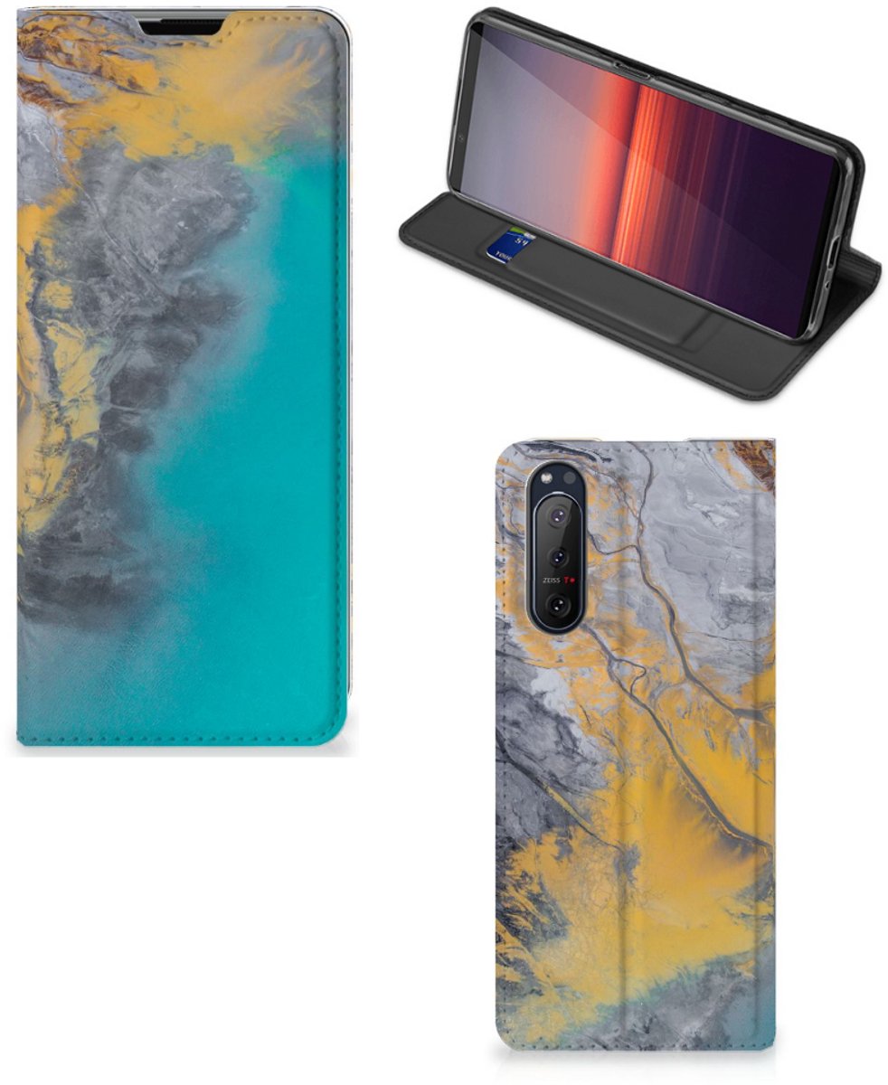 Sony Xperia 5 II Standcase Marble Blue Gold