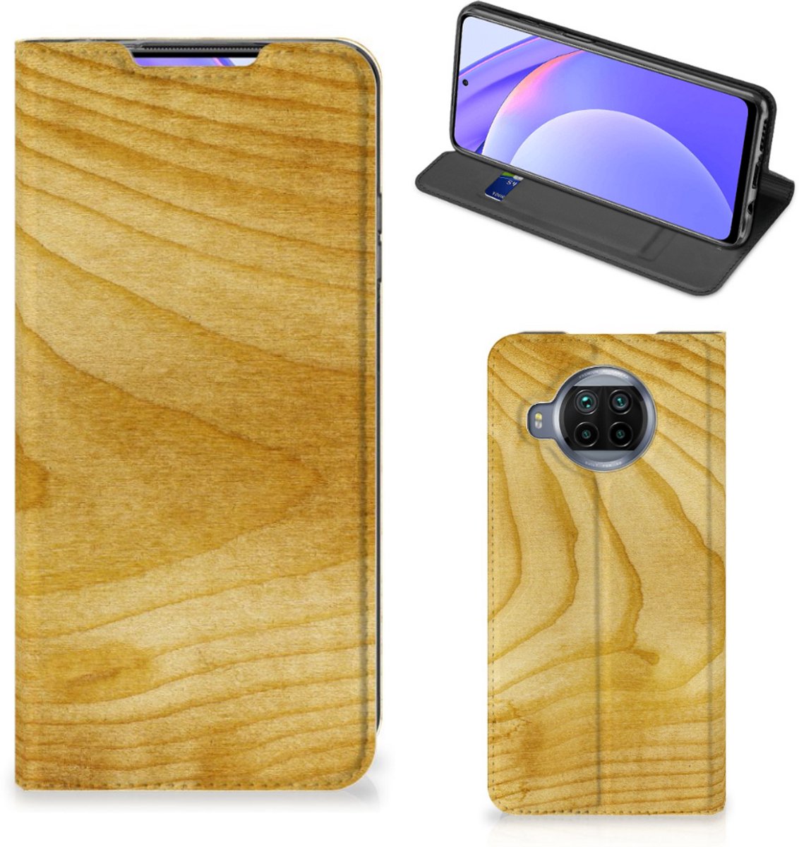 Xiaomi Mi 10T Lite Book Wallet Case Licht Hout