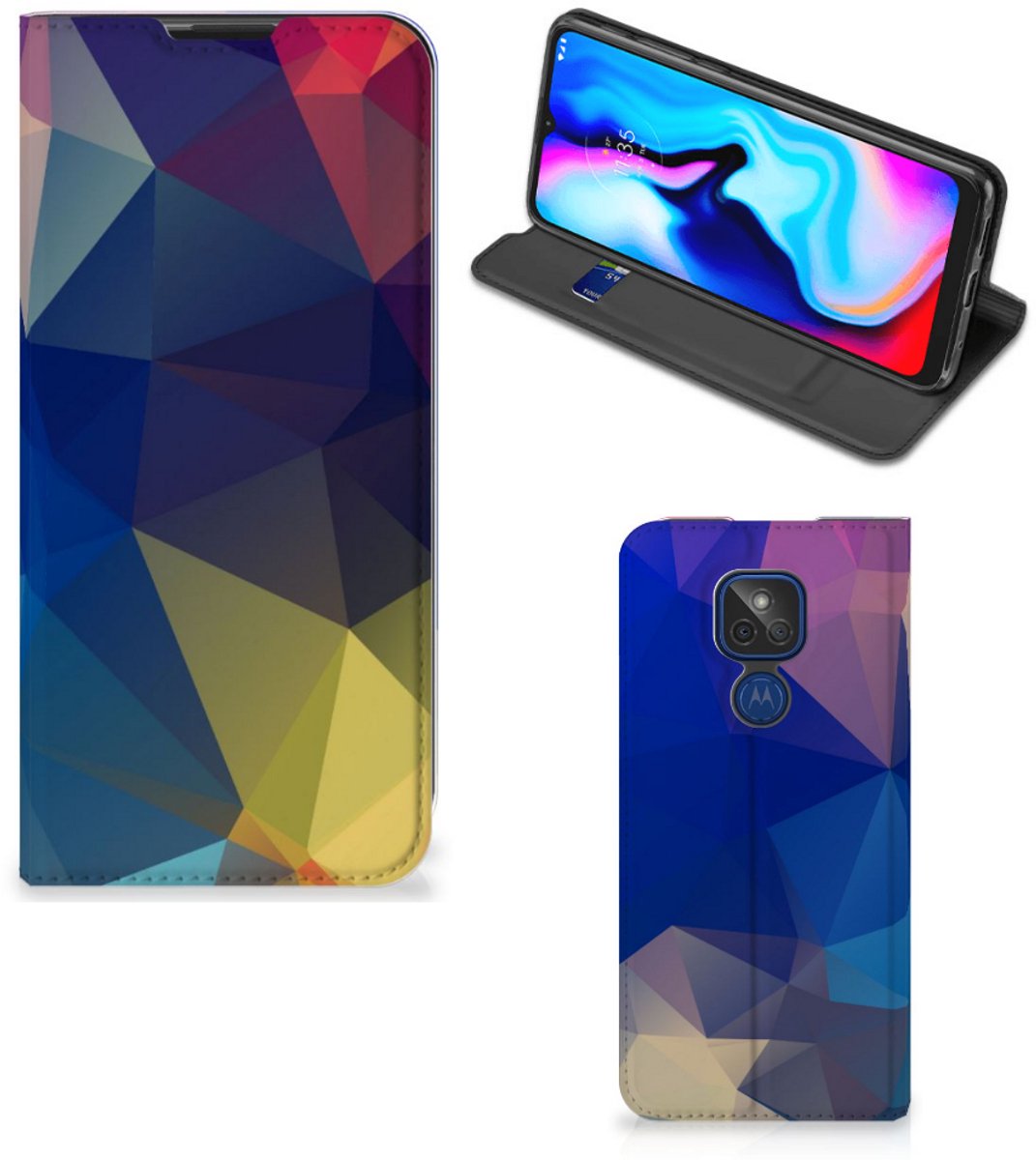 Motorola Moto G9 Play Stand Case Polygon Dark