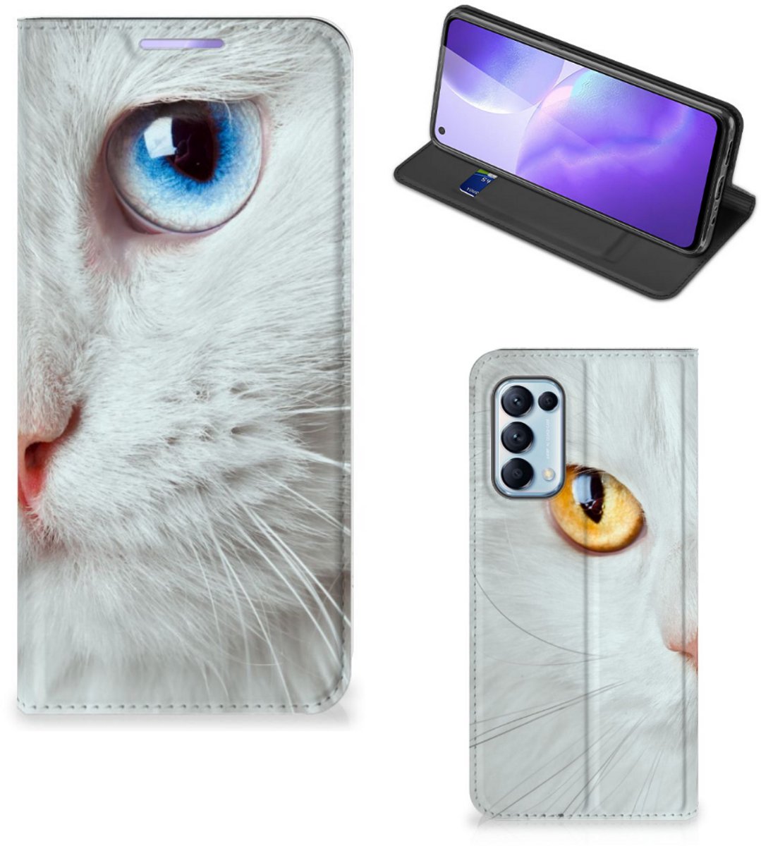 OPPO Find X3 Lite Hoesje maken Witte Kat