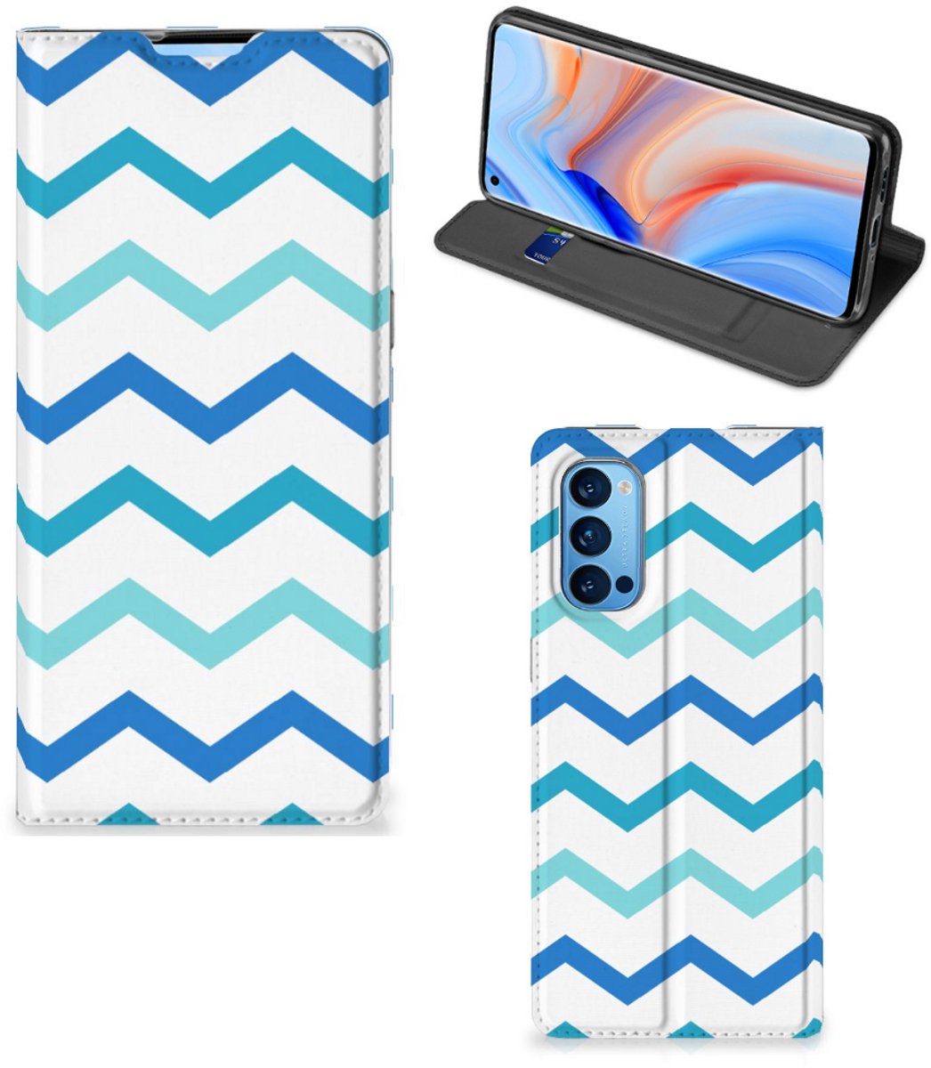 OPPO Reno4 Pro 5G Hoesje met Magneet Zigzag Blauw