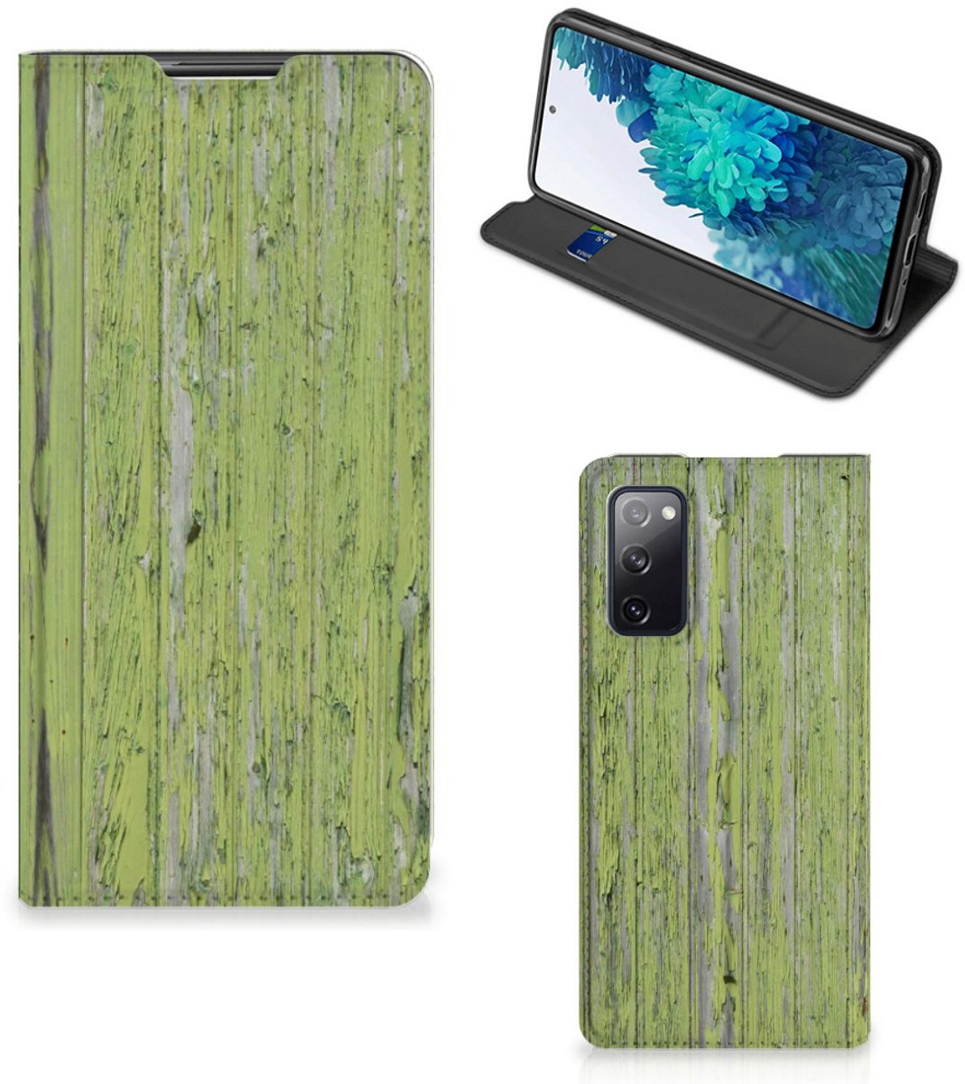 Samsung Galaxy S20 FE Book Wallet Case Green Wood