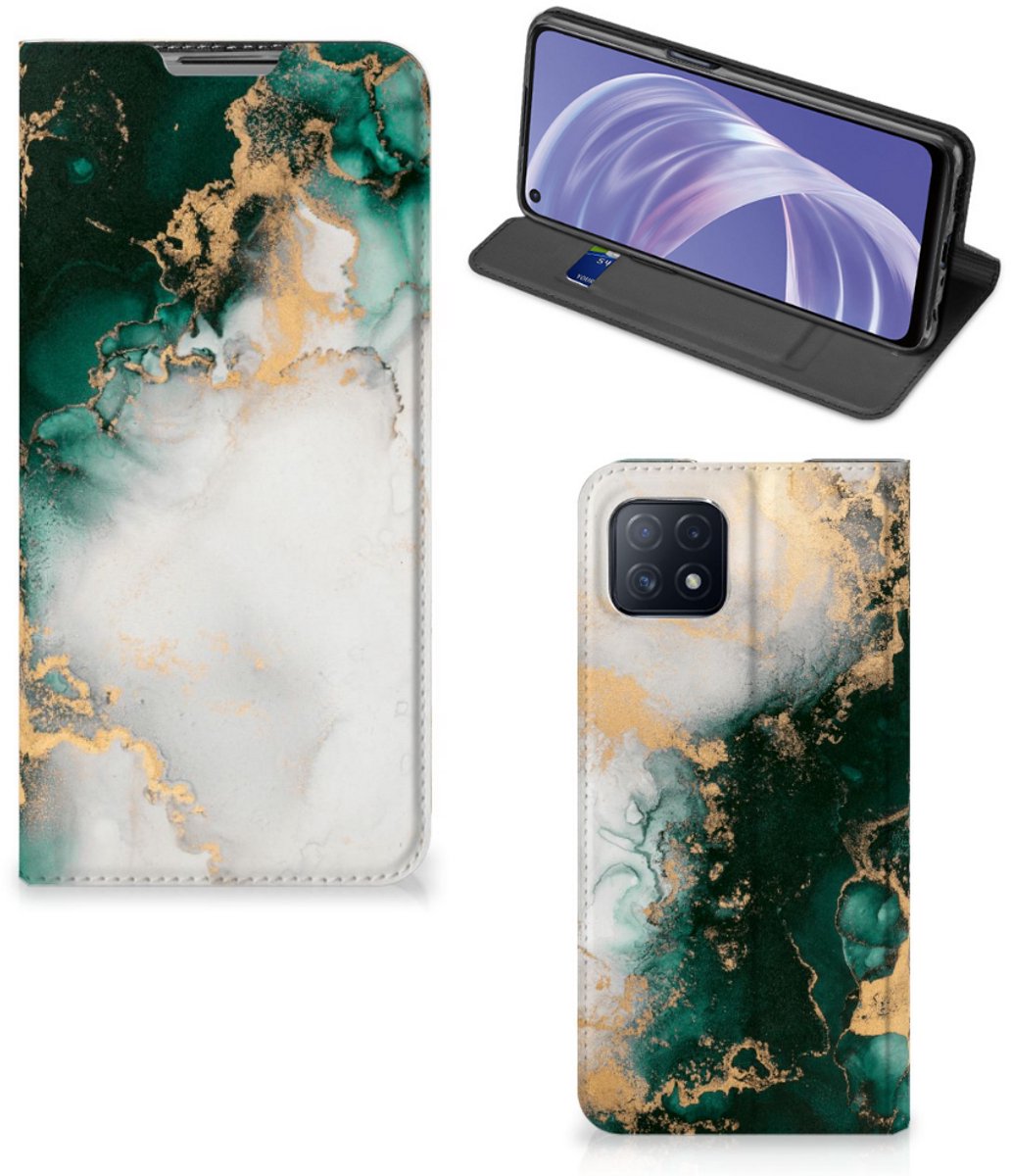 Standcase voor OPPO A73 5G Marmer Groen