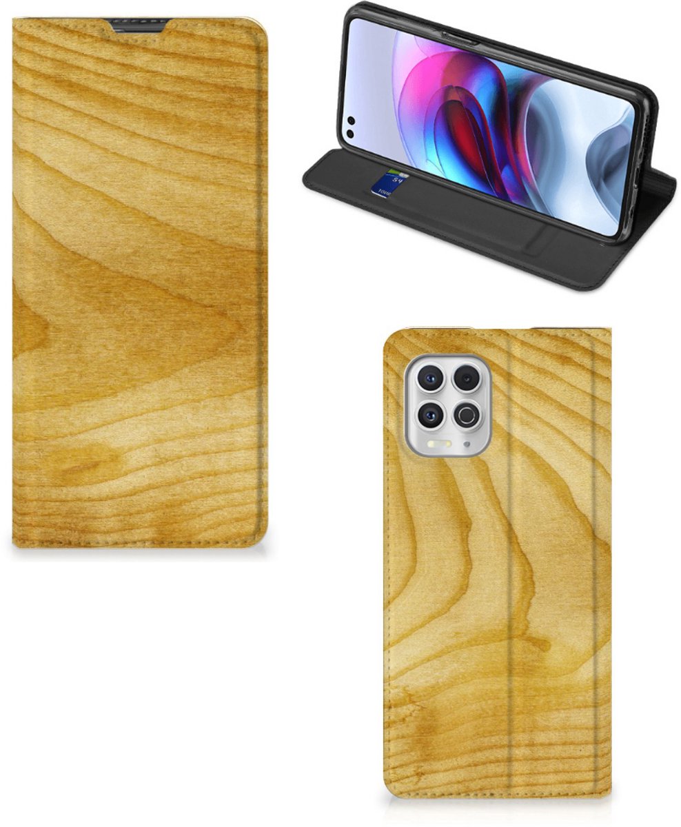Motorola Moto G100 Book Wallet Case Licht Hout