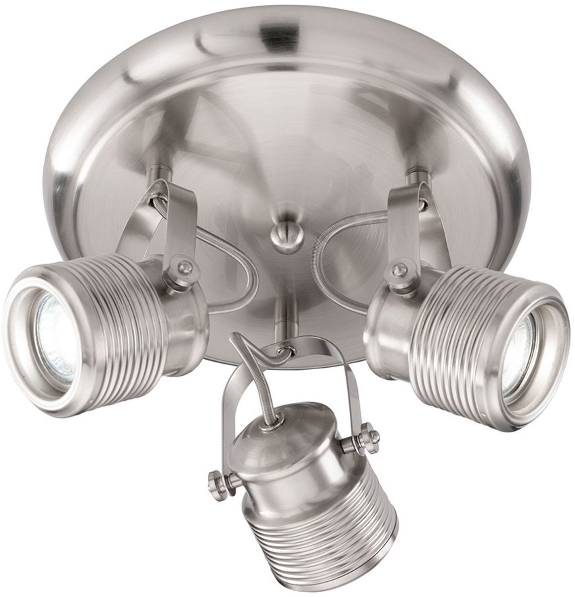 Plafondspot 3 vlammen retro lamp woonkamer plafond 3 spots plafondlamp rond, draaibaar, metaal mat nikkel, 3x GU10 stopcontacten, DxH 25x15 cm, Action 984203649000