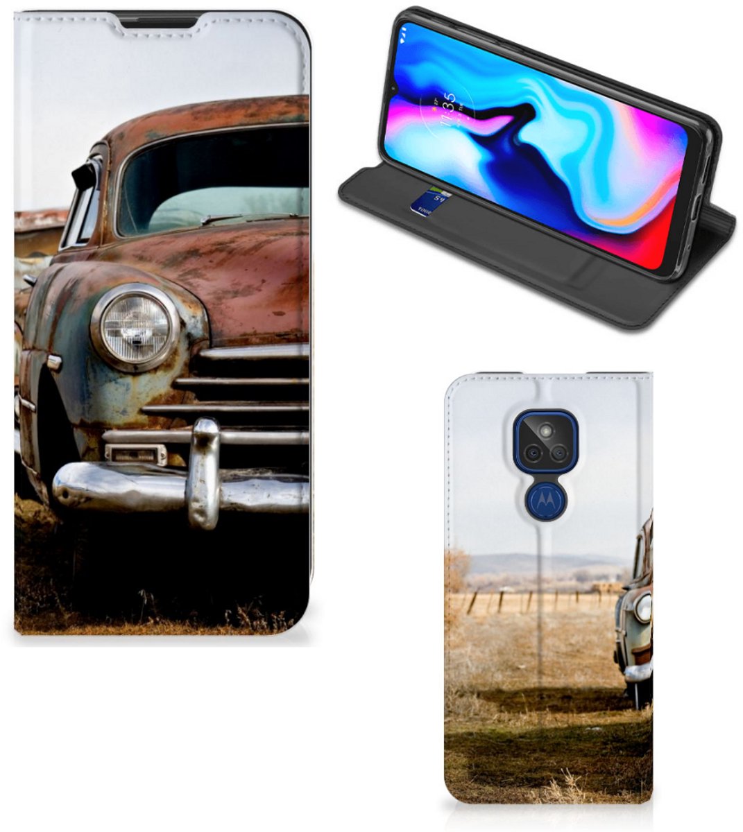 Motorola Moto G9 Play Stand Case Vintage Auto