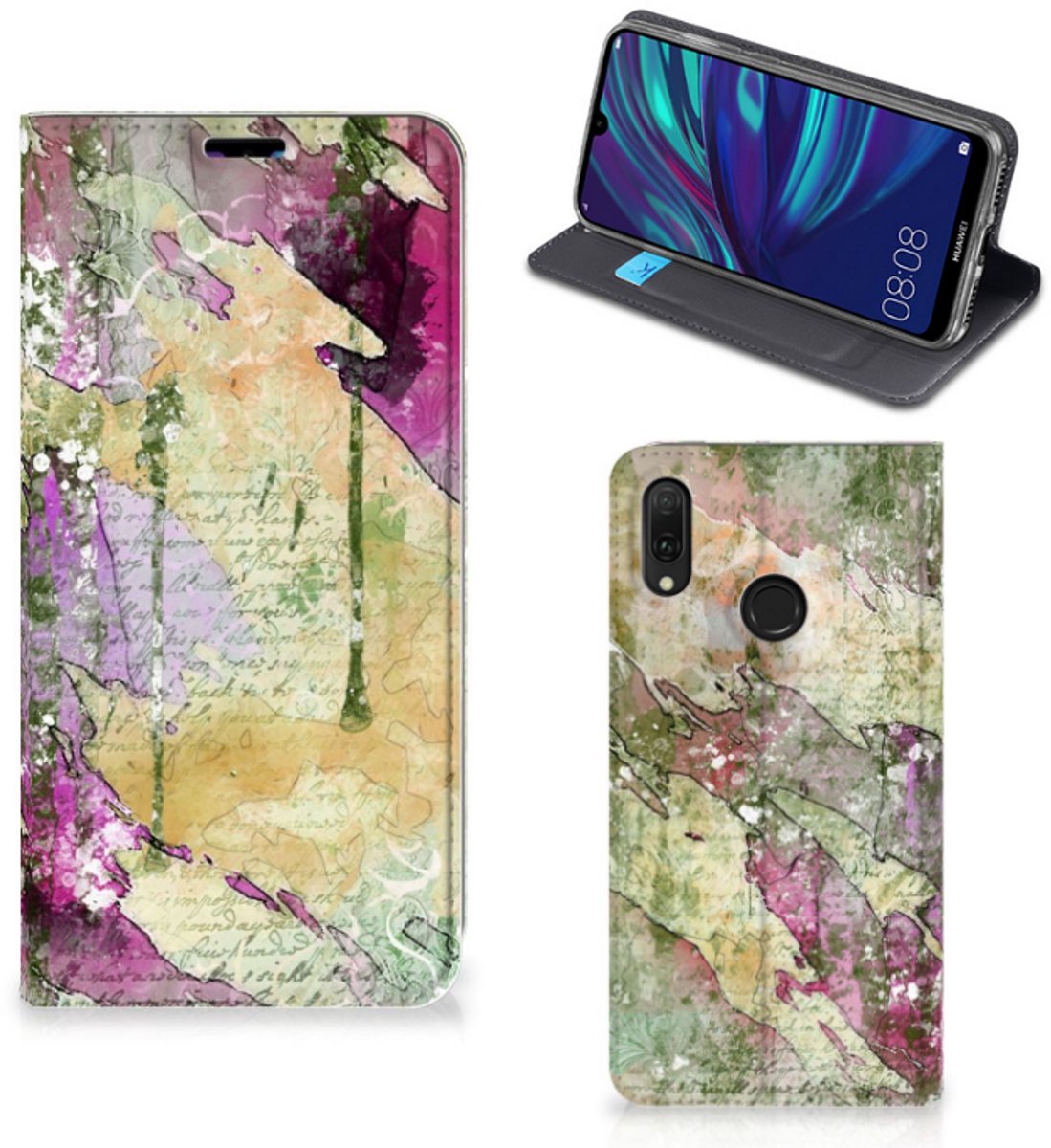 Bookcase Huawei Y7 hoesje Y7 Pro (2019) Letter Painting