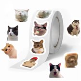Grappige Kattenstickers op Rol – 500 Stuks | Katten Memes & Cute Stickers | Zelfklevende Stickers voor Scrapbooking, Laptop, Telefoon & DIY