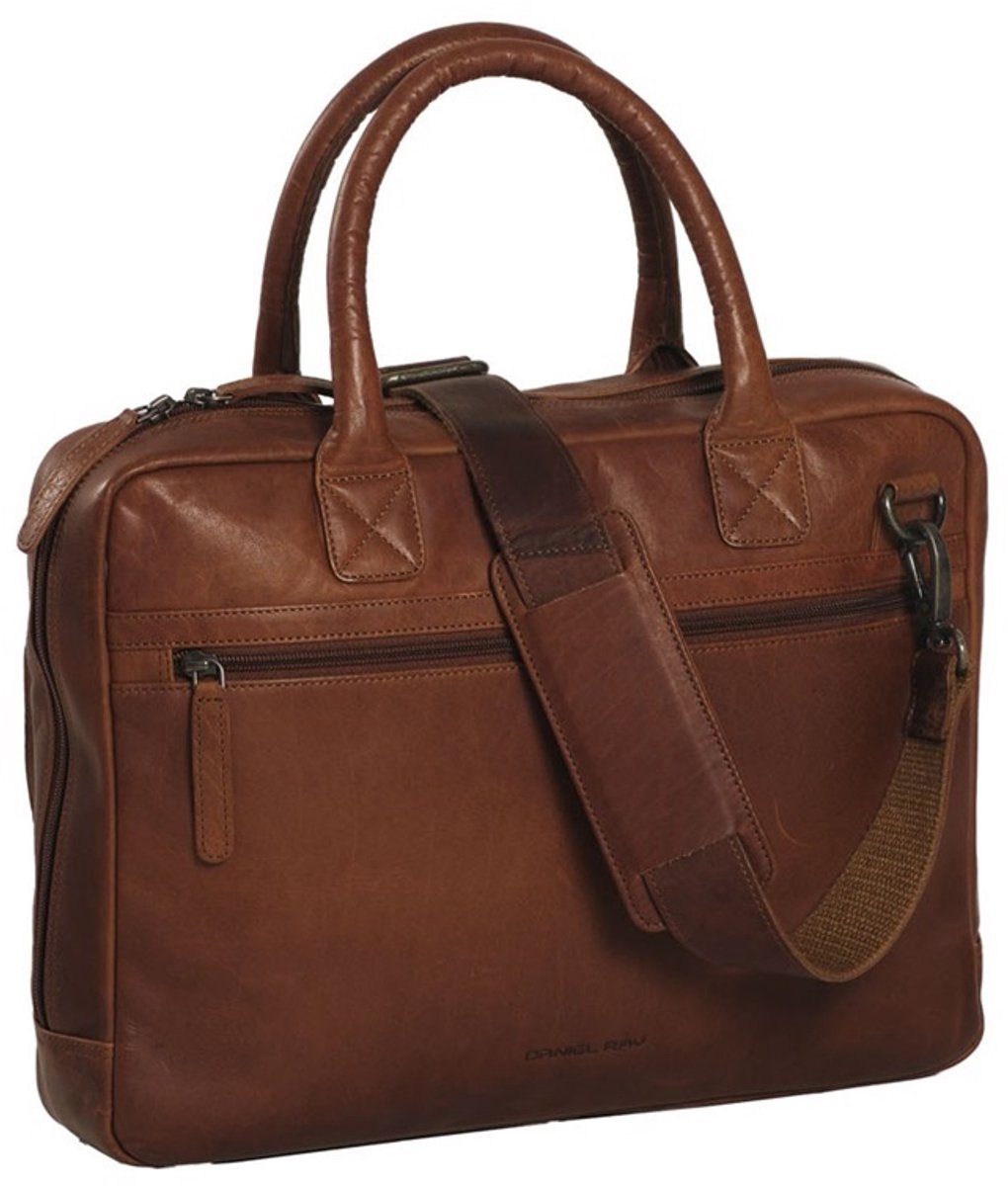 Daniel Ray Norman Leren Laptoptas 14 inch - Cognac