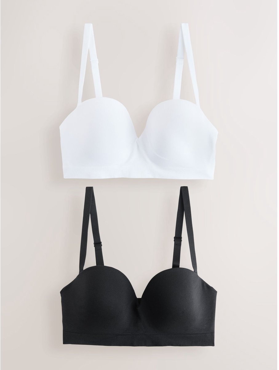 Next Dames - Set van 2 naadloze strapless- en verstelbare beha’s - Zwart Black/White