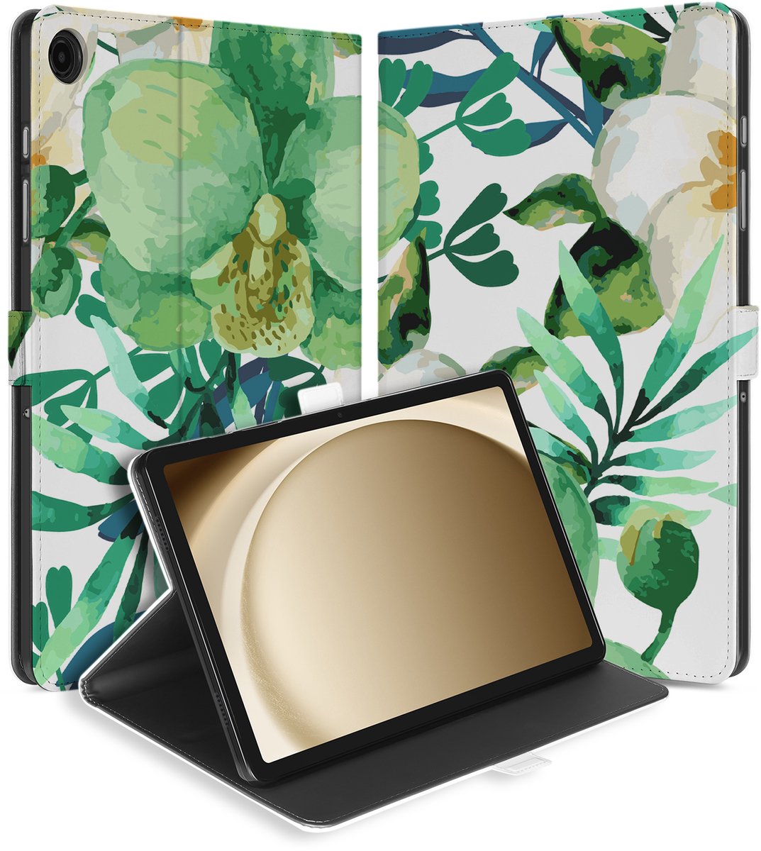Samsung Galaxy Tab A9 Plus Tablethoesje Orchidee Groen