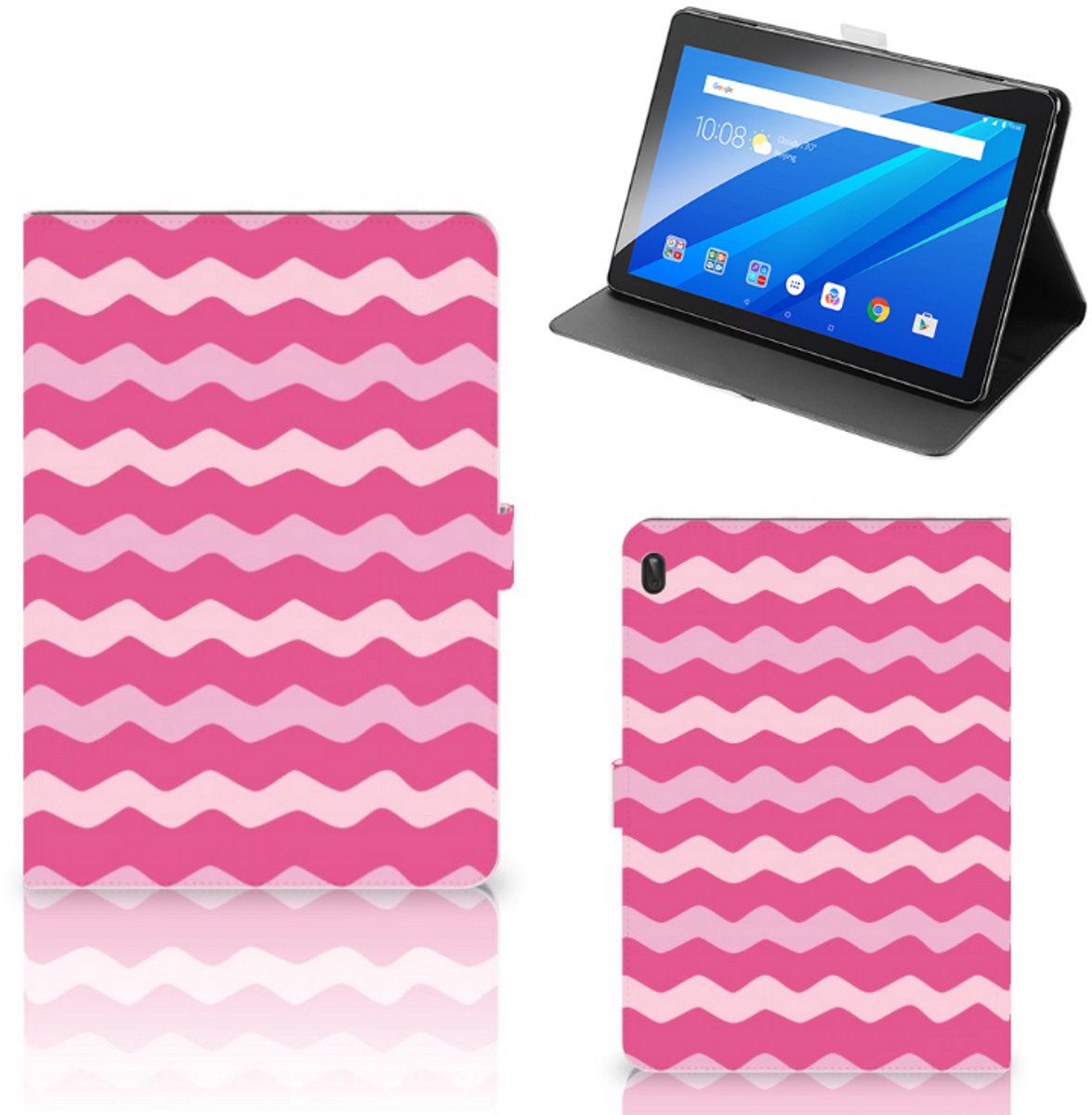Lenovo Tab E10 Tablet Hoes Waves Pink