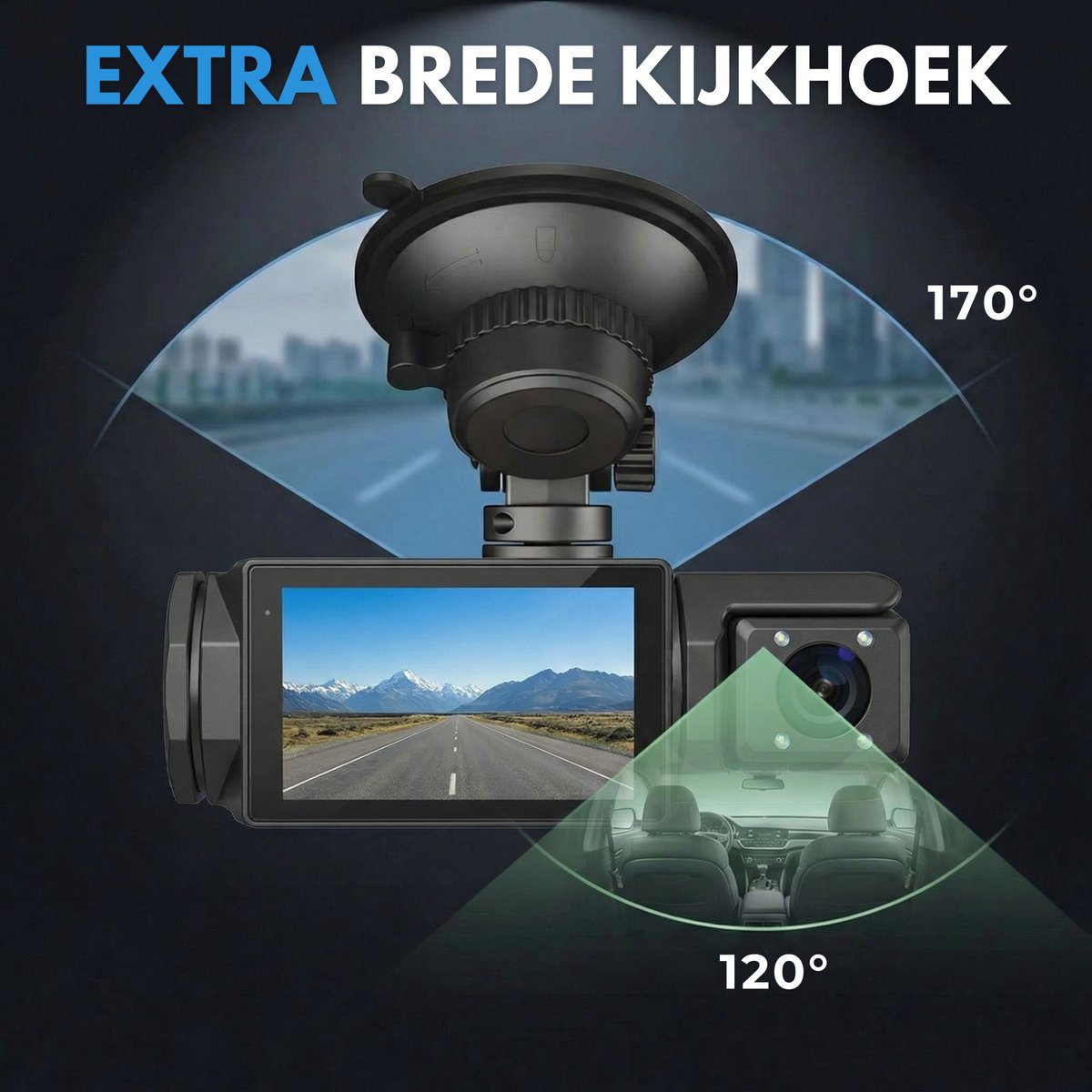 Boncy® Dashcam Voor Auto - 3 Kanalen Voor, Achter en Binnen Camera - 1080P Full HD - Dual Dashcams Met Achteruitrijcamera en Parkeermodus - Met Wifi & App - G-Sensor - Nachtzicht - Loop Recording - 170 Graden Kijkhoek – foto 4