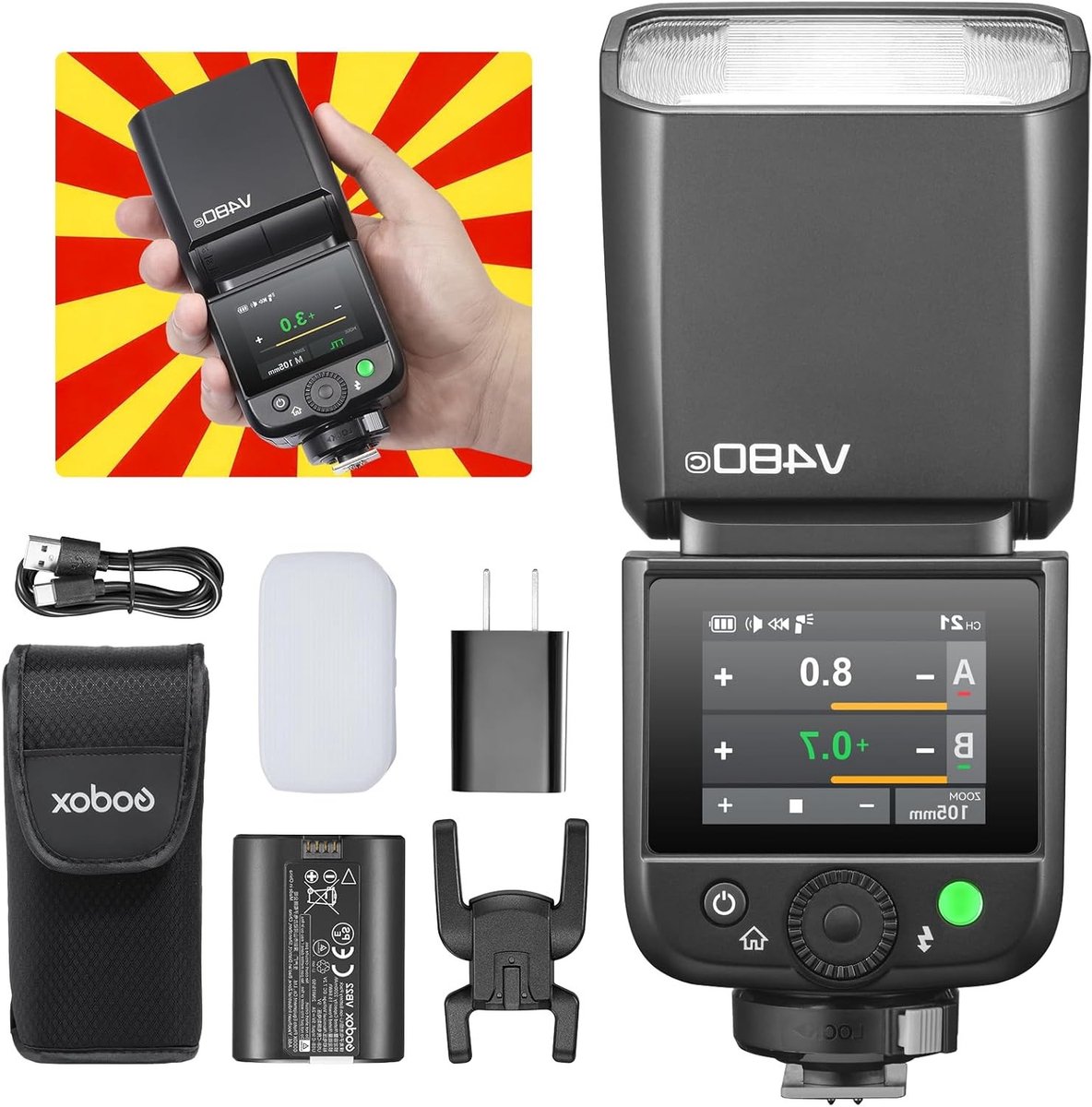 Camera Flash Speedlite met Touch Screen, GN50 HSS 1/8000s Sync, 7.2V/2200mAh, Geschikt voor Canon en Professionele Fotografie