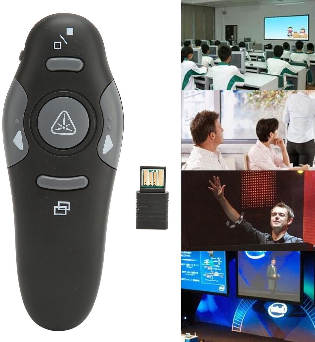 Dailygoods - Presentatie Clicker - Draadloze Presenter - 15 M Bereik - USB Clicker - PowerPoint Slideshow - Geschikt voor Computer en Laptop - Compact