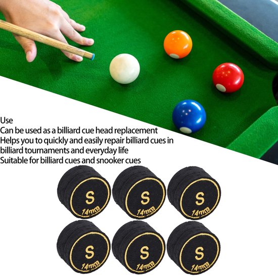 Dailygoods - Billiard Cue Tips - Professionele Multilayer - 6 Stuks - Pool en Snooker Accessoires - Hoogwaardige Kwaliteit - Geschikt voor Biljart - 1 van Dailygoods — afbeelding 4