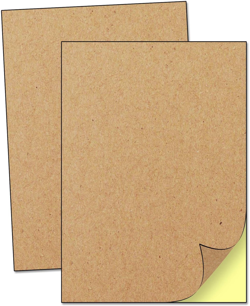 Dailygoods - A4 Kraft Bruin Stickerpapier - Zelfklevende Etiketten - Vintage Look - 50 Vellen - Perfect voor Laser en Inkjet Printen - Handig voor Cre