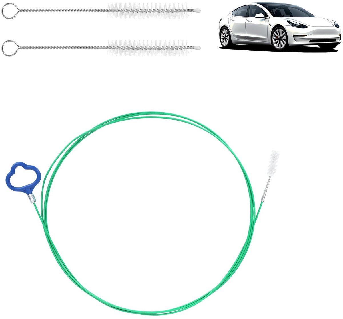 Dailygoods - Auto Drain Borstel Set - 300cm Lang - Ideaal voor Zonneband en Kofferbak - Hoogwaardige Borstel - Efficiënte Reinigen - Geschikt voor Aut