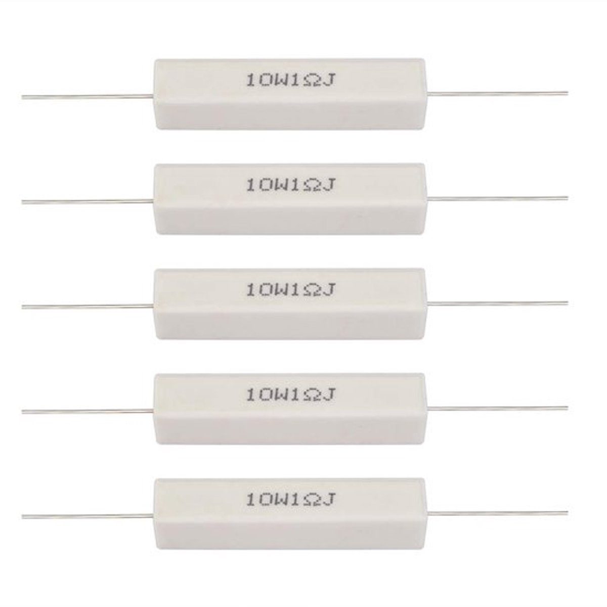 10 stuks/verpakking 1 ohm 10W keramische luidsprekerverdelerweerstand kit Luidsprekerverdeler cementweerstand (1 ohm)