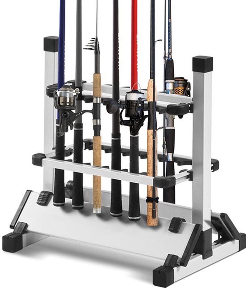 Lichte Aluminium Rodhouder - Organiser voor 12 Vissystemen - Dubbelzijdig Design