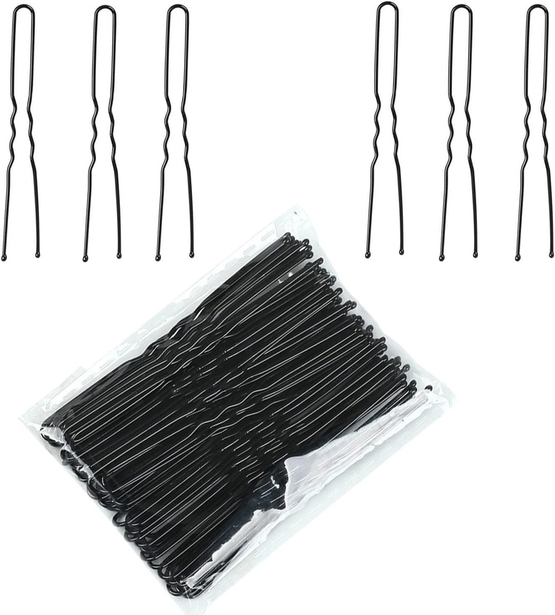 Jhubersproducts - Zwarte U-vormige haarspelden - Knotclips - Duurzaam en comfortabel - 6 cm - Geschikt voor alle haartypes - 50 stuks
