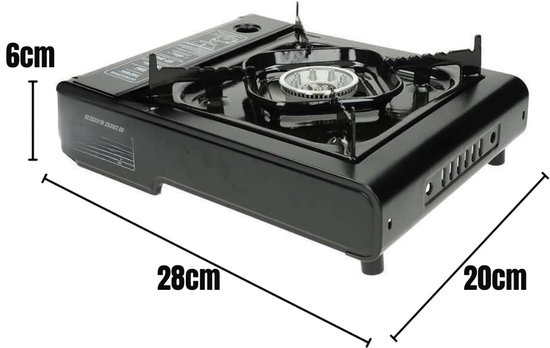 KAD® Camping Gasstel - Draagbaar Gasstel - 1-Pit Camping Kooktoestel - Inclusief Windscherm & Draagkoffer - Zwart - 28cm x 20cm x 6cm van Kad — afbeelding 2