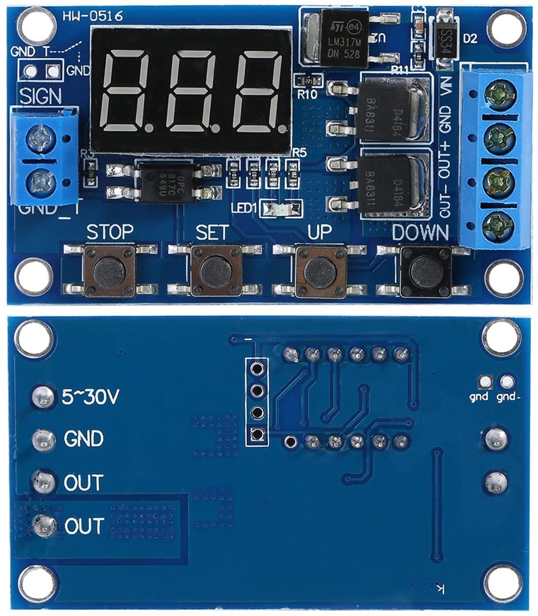 Jhubersproducts - Oneindige Cyclus Vertragingstimermodule - Tijdvertragingsschakelaar - LED Display - Blauw - Ideaal voor projectbeheer - Perfect voor