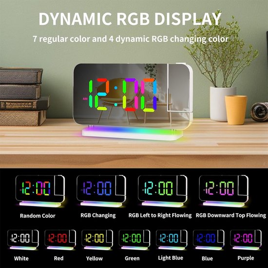 Digitale Wekker - Projectieklok LED - Sfeer Creëren - 180 Graden Draaibaar - 6.6 Inch - Wit — afbeelding 4