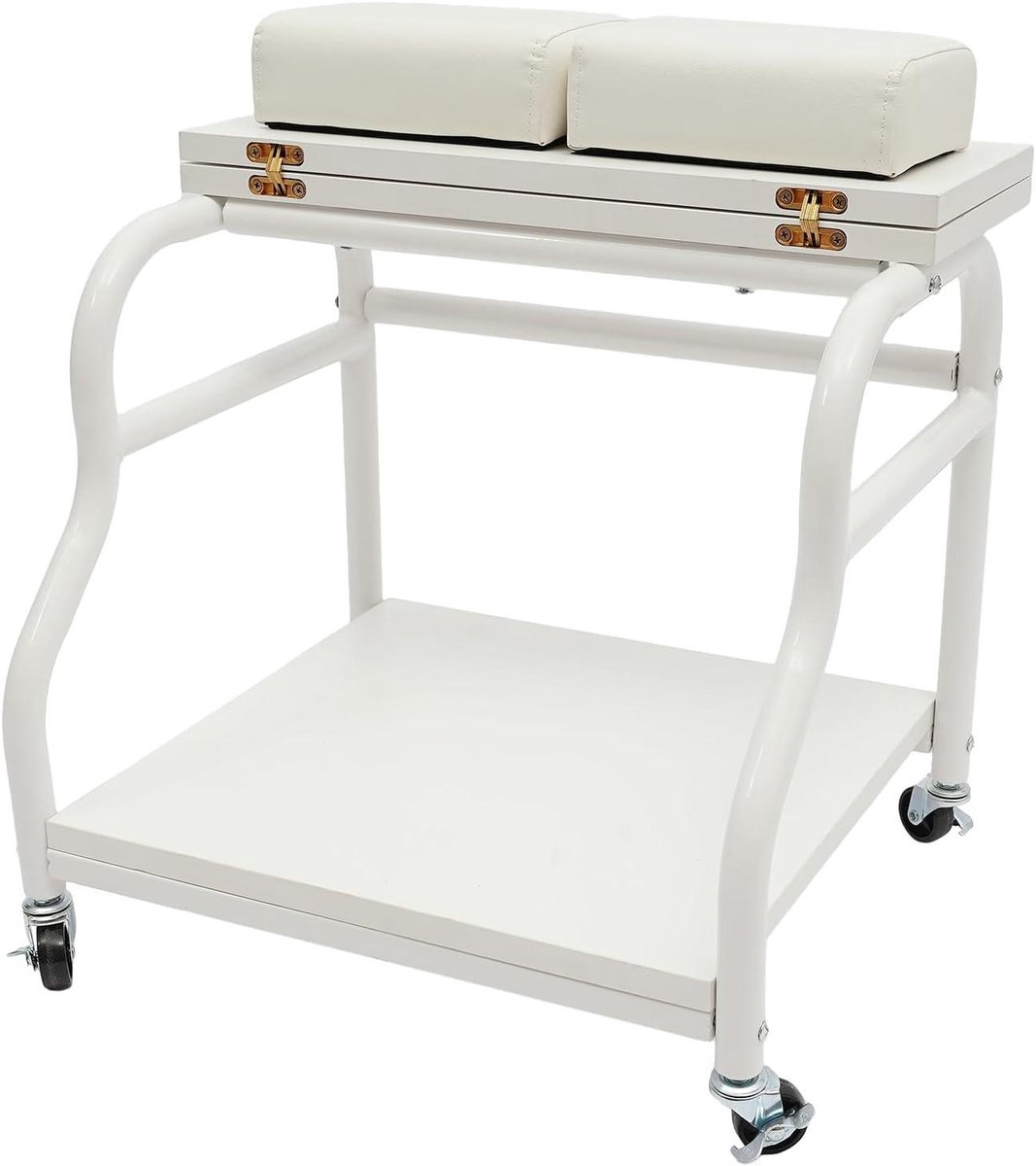 Voetsteun Trolley - Pedicure Tafel - Nagelstudio Gebruik - Inklapbaar Bovenblad - 40x40 cm - Wit