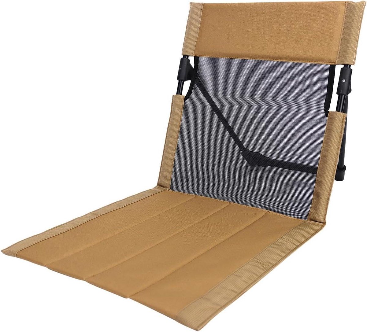 Opvouwbare strandstoel - Draagbare vloerstoel - Buiten ontspannen - Ergonomische mesh rugleuning - 10 x 12 x 10 cm - Kaki