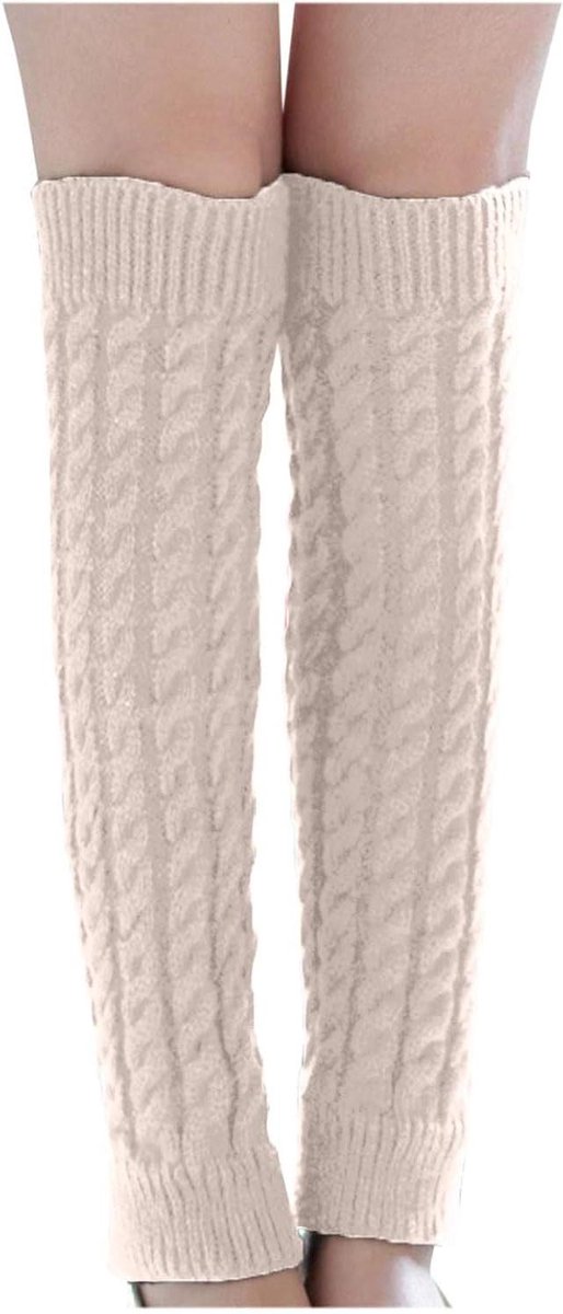 Dames beenwarmers - Gebreide sokken - Warm blijven - Extra lang - Één maat - Beige