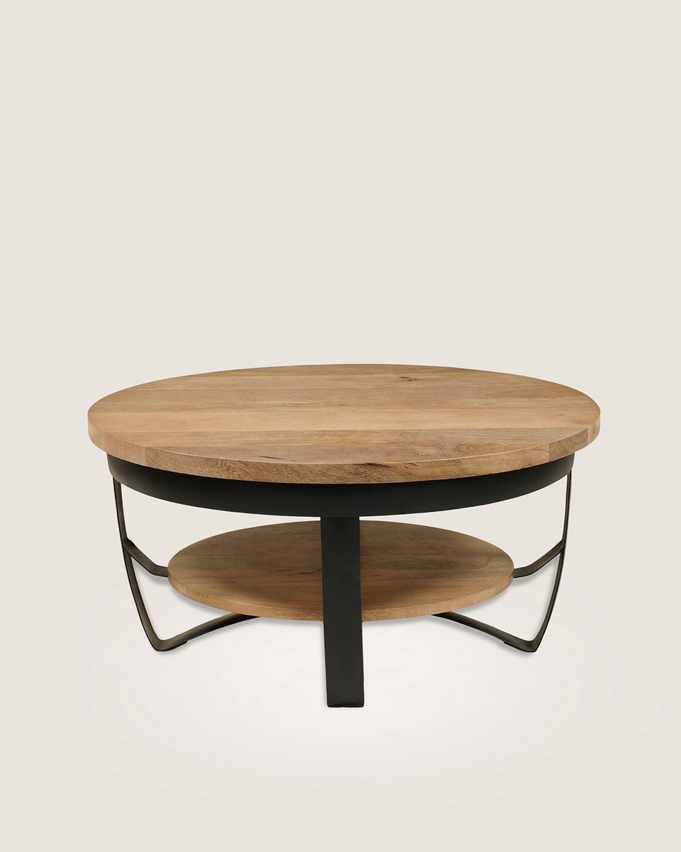 Salontafel 90 cm Mangohout – Rond – Landelijk
