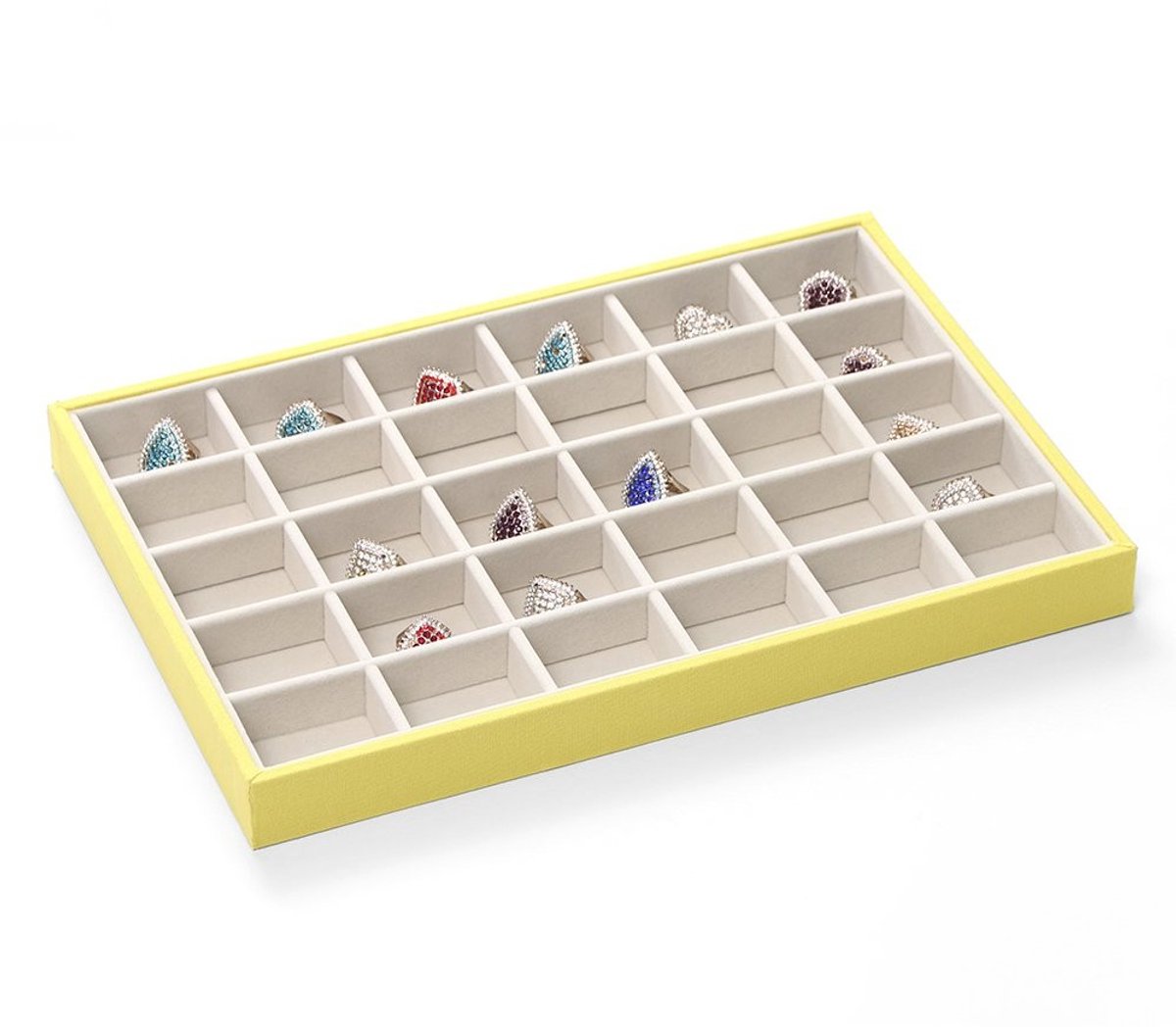 Elzusha - Sieraden Box - Voor kettingen armbanden ringen en oorbellen - Geel - 35 x 24.1 x 3 cm - Ruim en praktisch ontwerp - Organiseer je sierade...