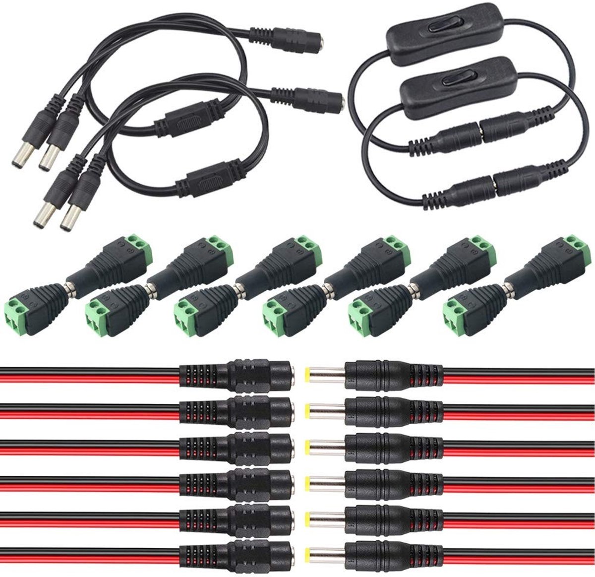 Dailygoody - Dc Connector Kit - 6 Paar Power Adapters - Eenvoudige