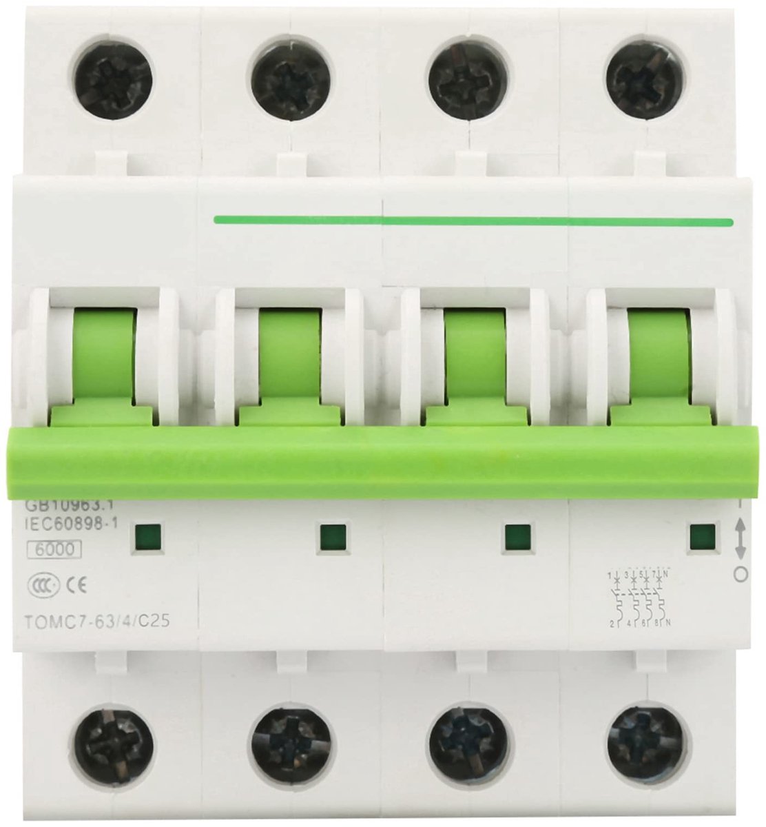 Dailygoods - Miniatuur Circuitonderbreker - 4 Polig - Automatische Schakelaar - 25A 380V/415V - Betrouwbare Bescherming - Ideaal voor Huishoudelijk Ge