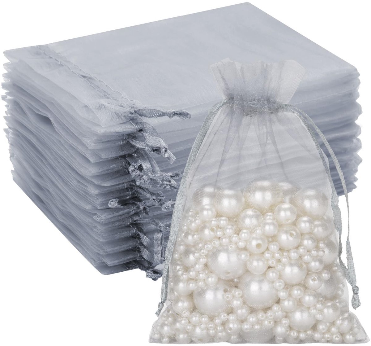Elzusha - Organzazakjes - Cadeauzakjes - Perfect voor bruiloften - 10 x 12 cm - Organza - Geschikt voor lavendel - 100 stuks