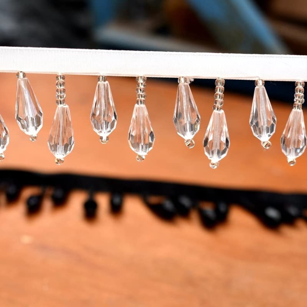 Dailygoods - Water Drop Crystal Hanger - Kwastje Fringe - Decoratieve Accessoires - Weiss - Kant Trim - Geschikt voor Kleding en Gordijnen