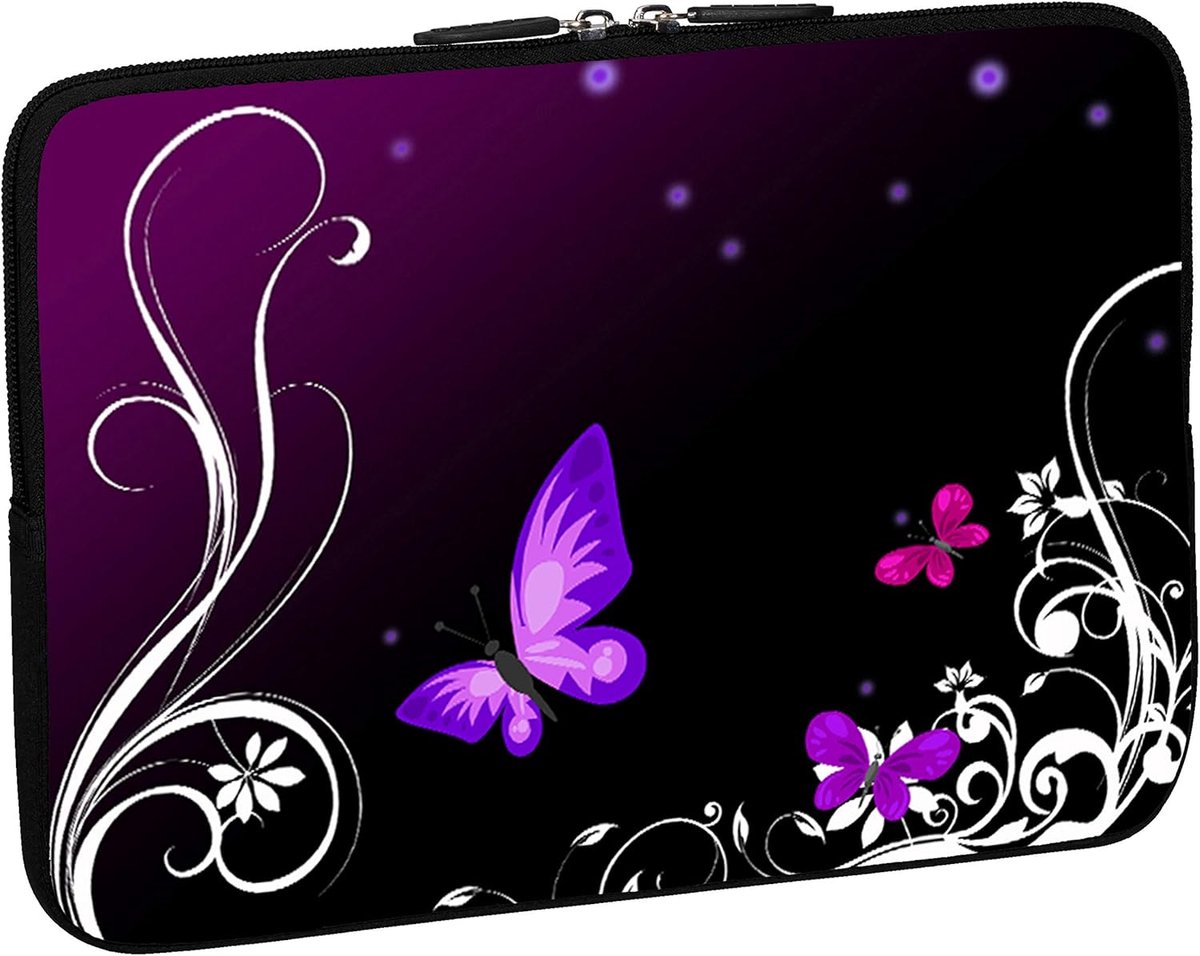 Originap Design beschermhoes notebook tas tot 17,3 inch (43,9 cm), Purple Butterfly