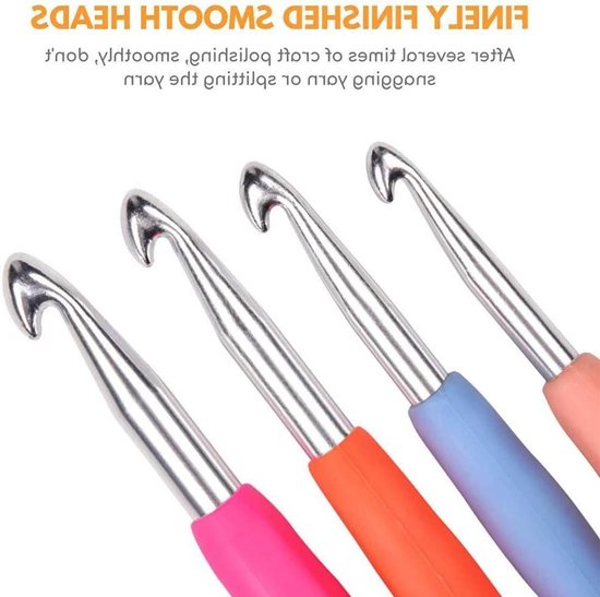 Complete Haaknaalden Set van 12 Stuks, Ergonomische Soft Rubber Handvatten, Ideaal voor Beginners en Gevorderden, Inclusief Pennen Etui (Groen) — afbeelding 5