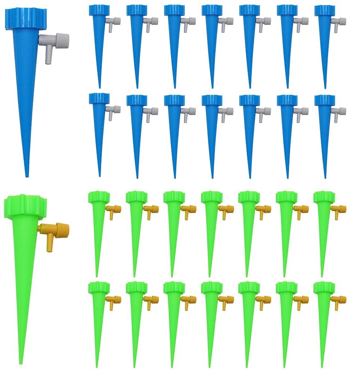 Dailygoods - Druppelirrigatie - Zelfbewaterende punten - Verstelbaar systeem - Blauw en groen - Automatische irrigatie - Geschikt voor binnen en buite