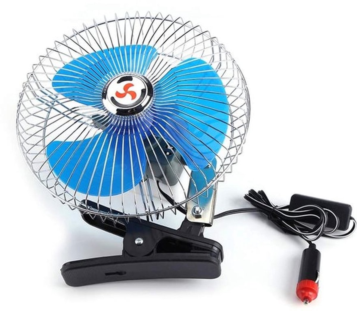 Autoventilator Miniventilator, 12V 25W Draagbare Mini-Auto Voertuig Clip-On Koeler Oscillerende Ventilator, 180 Graden Draaibaar, Geluidsarm Voor Auto Vrachtwagen Dashboard